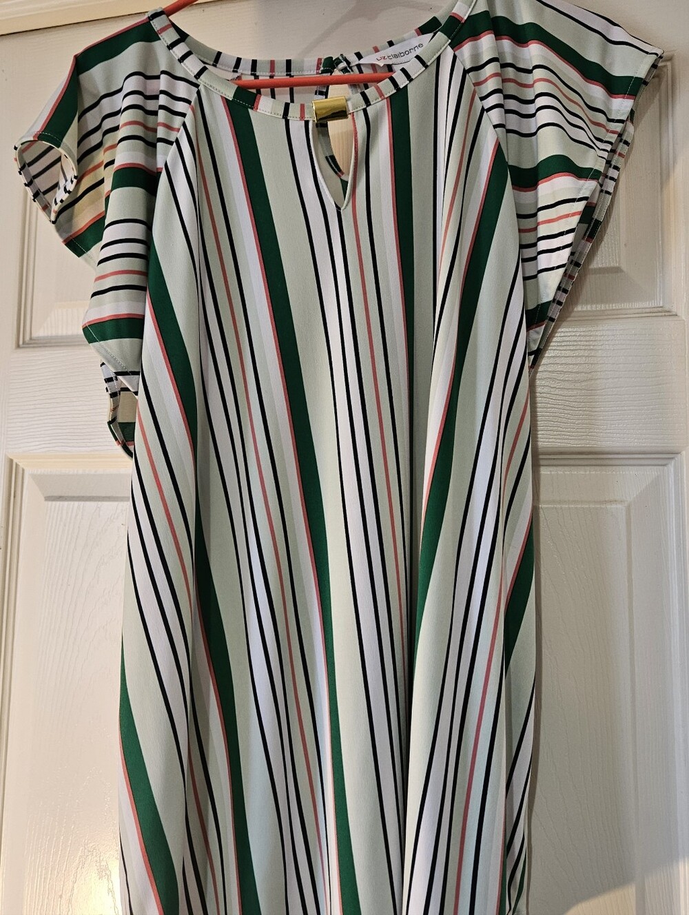 Liz Claiborne Top Women's Size XL Gold Bar Accent Striped